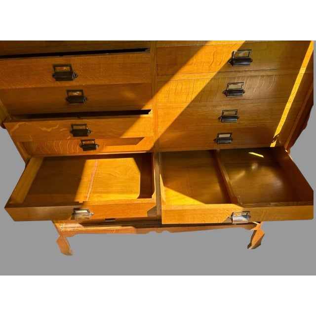 Wood Vintage Antique Oak 24 Drawer Lawyers File Cabinet Apothecary Cupboard For Sale - Image 7 of 12