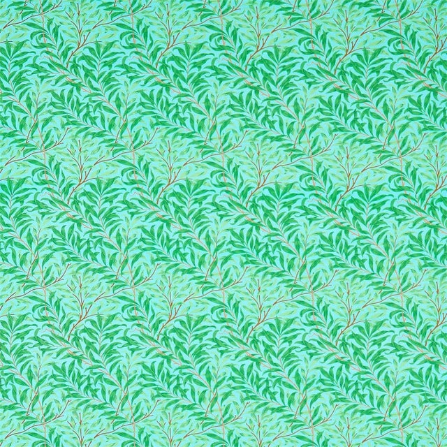 Morris & Co Willow Bough Fabric in Sky/Leaf Green For Sale