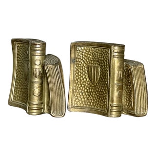 Vintage Brass "Book" Bookends - a Pair For Sale
