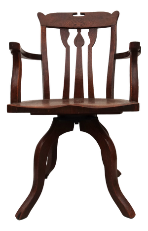 Antique Art Nouveau Swivel Chair in Oak, 1890s