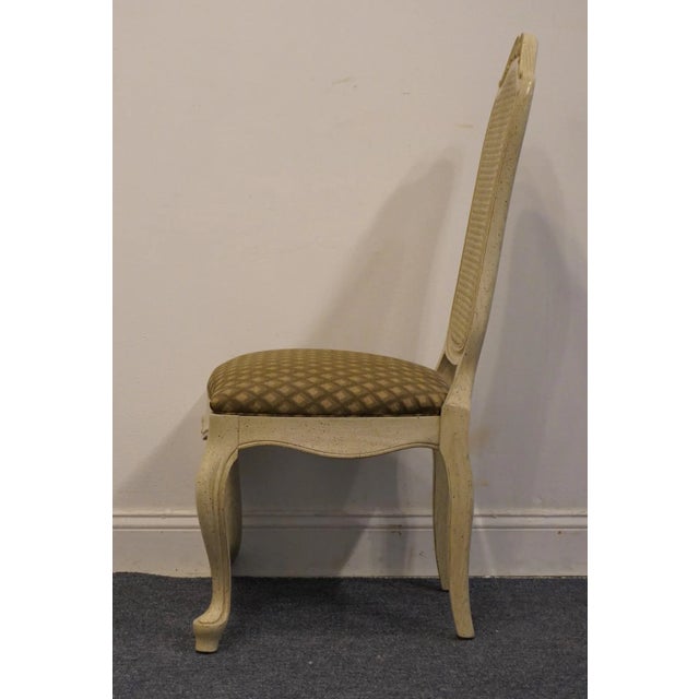 Late 20th Century Century Furniture Cream / Off White Painted Contemporary Country French Style Cane Back Dining Side Chair For Sale - Image 5 of 9