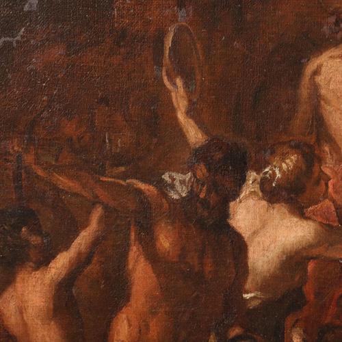 Textile Bacchus and Ariadne, Oil on Canvas, Framed For Sale - Image 7 of 12