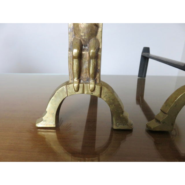 Andirons in Gilt Bronze by Anton Prinner, 1930s, Set of 2 For Sale - Image 4 of 12