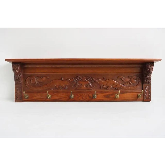 19th Century Antique Renaissance Revival French Coat Rack Lion Masks, 1880 For Sale - Image 5 of 13