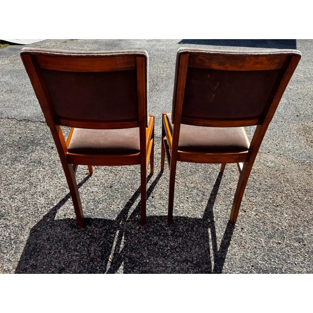 Mid-Century Modern Mid 20th Century Pair of Swedish Velour Upholstered Teak Dining Side Chairs For Sale - Image 3 of 5