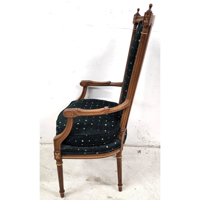Vintage Italian Renaissance Directoire Hunter Green Desk Dining Accent Armchair For Sale - Image 11 of 13