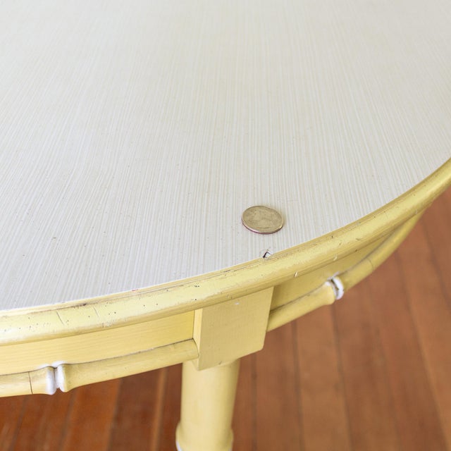 Thomasville Faux Bamboo Butter Yellow Oval Dining Table For Sale - Image 11 of 12