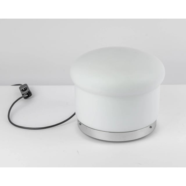 Silver Petite Opal Glass Table Lamp attributed to Peill & Putzler, Germany, 1970s For Sale - Image 8 of 9