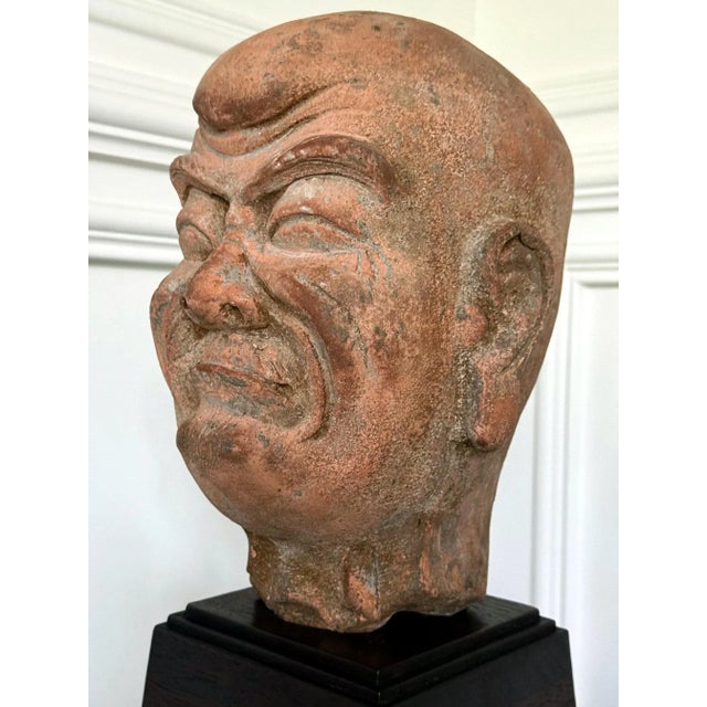 18th Century Rare Finely Molded Terracotta Luohan Head China Qing Dynasty For Sale - Image 9 of 12