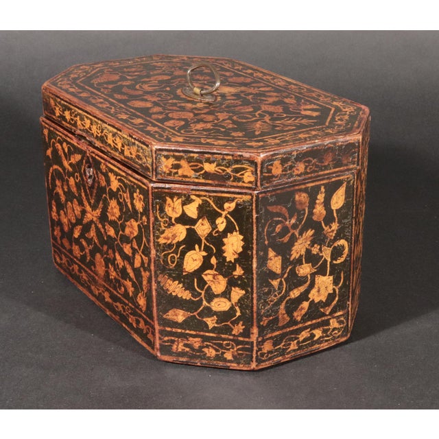 Regency English Penwork Double Tea Caddy, England, Circa 1820 For Sale - Image 4 of 11