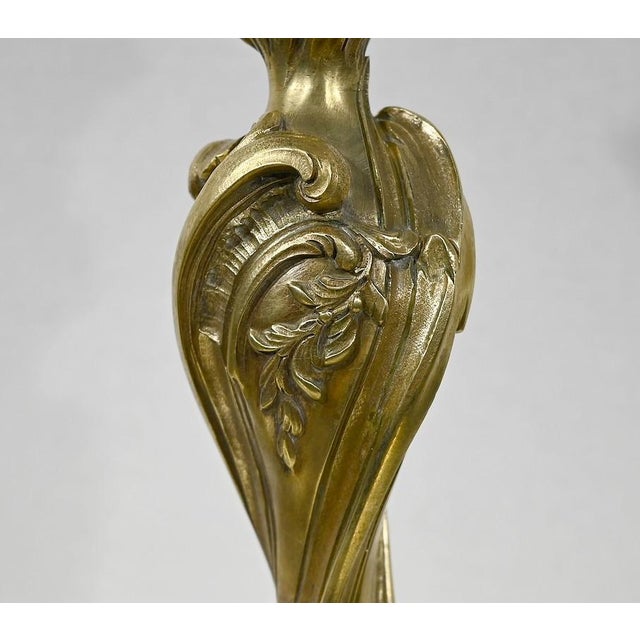 Gold Late 19th Century Art Nouveau Gilded Bronze Lamp For Sale - Image 8 of 17