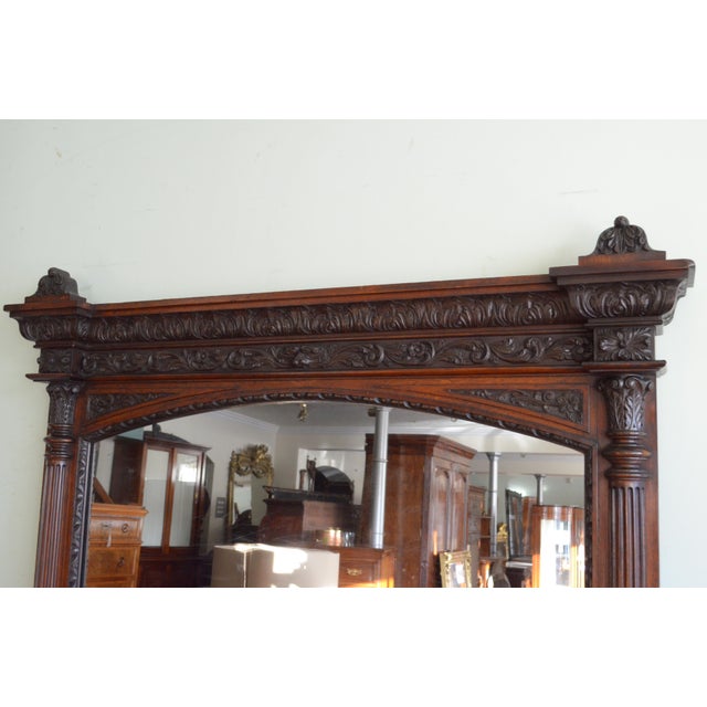 Antique English Oak Mirror with Carved Details, 1880 For Sale - Image 17 of 18