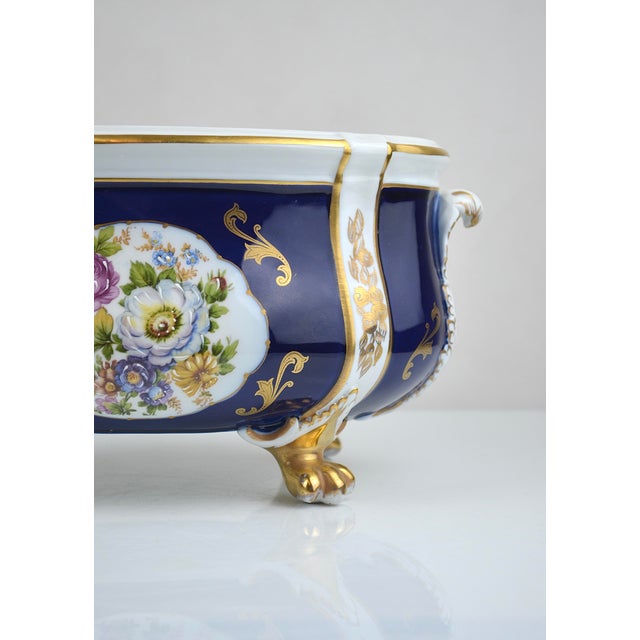 Cobalt Blue and Gilt Porcelain Jardinière, Portugal, 1950s For Sale - Image 10 of 14