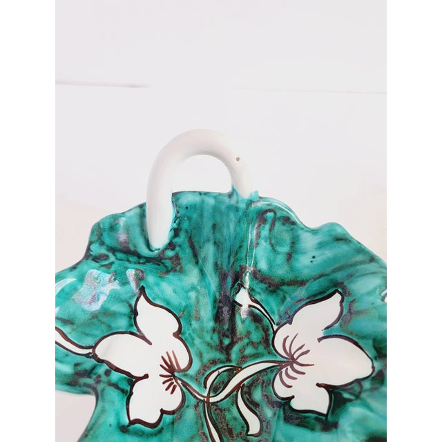 Vintage Italian Handpainted Ceramic Leaf Dishes-A Pair For Sale - Image 11 of 12