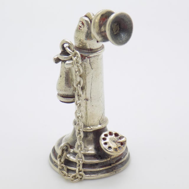Vintage Italian Handmade Silver Telephone Miniature, 1970s For Sale - Image 11 of 11