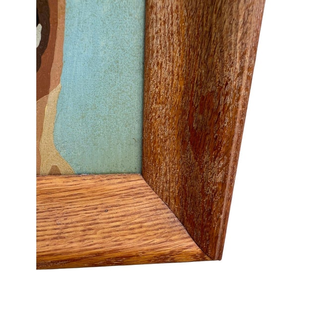Vintage Folk Art Style Painting, Mare and Foal in Oak Frame For Sale - Image 9 of 9