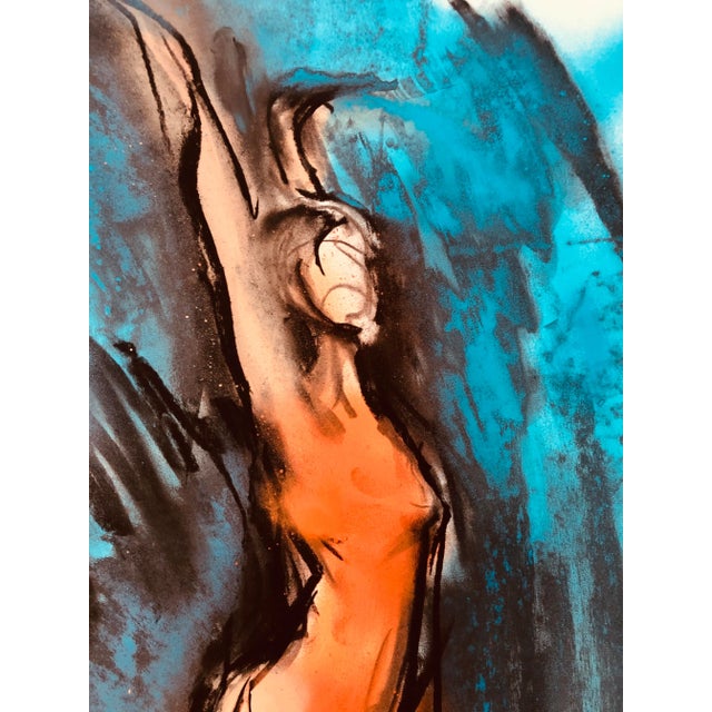The Dancer, a mixed-media drawing of a ballet dancer in pose. Amsterdam paper 30x22 signed, unframed. By Erik Sulander.