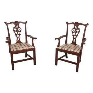 Pair of Eldred Wheeler Cherry Chippendale Style Armchairs For Sale