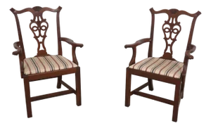 Pair of Eldred Wheeler Cherry Chippendale Style Armchairs