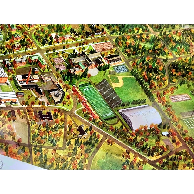 Glass 1969 Dartmouth College Bicentennial Map Lithograph, Framed For Sale - Image 7 of 7