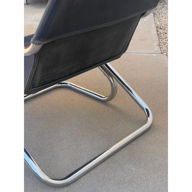 1970s Arcadia High-Back Chrome Steel Framed Chair and Ottoman Designed by Byron Botker for Landes For Sale - Image 10 of 12