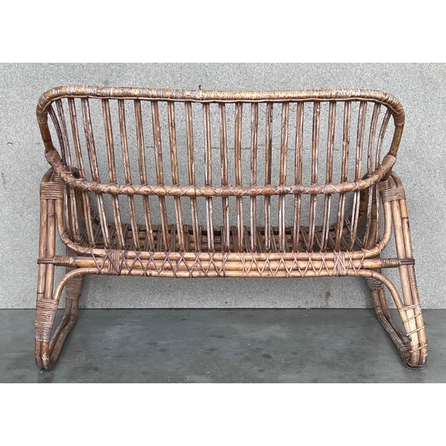 Vintage Mid-Century Modern Rattan and Bamboo Love Seat or Sofa, 1960s For Sale - Image 13 of 18