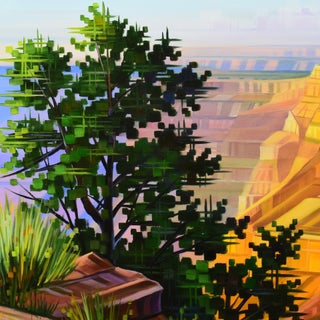 Golden Canyon by Michelle Condrat | Oil on panel Landscape with canyon and trees. For Sale