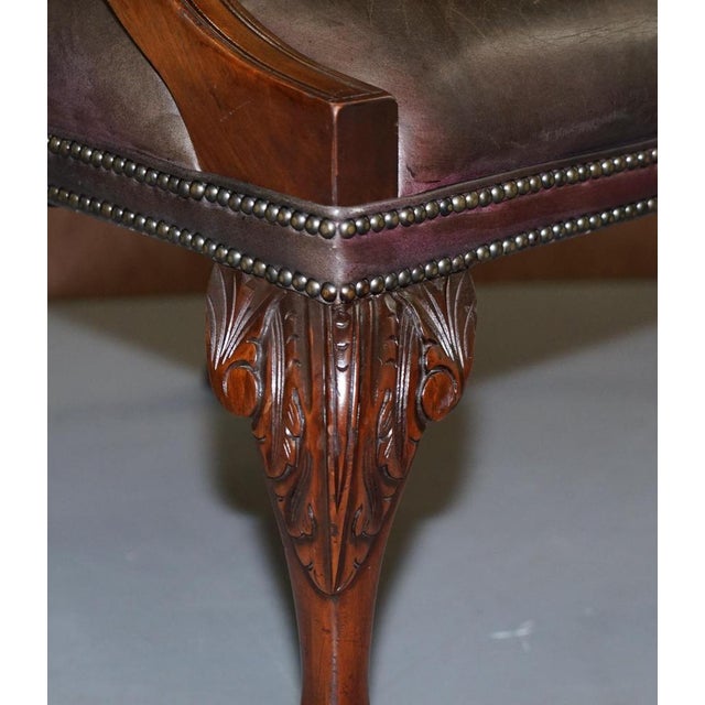 George II Gainsborough Carver Chesterfield Leather Armchair with Claw and Ball Feet For Sale - Image 12 of 18