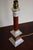 Metal Italian Red and Gold Ceramic Column Table Lamp, 1950s For Sale - Image 7 of 13