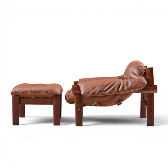 Percival Lafer Percival Lafer Mp41 Mid Century Brazilian Leather Lounge Chair and Ottoman For Sale - Image 4 of 11