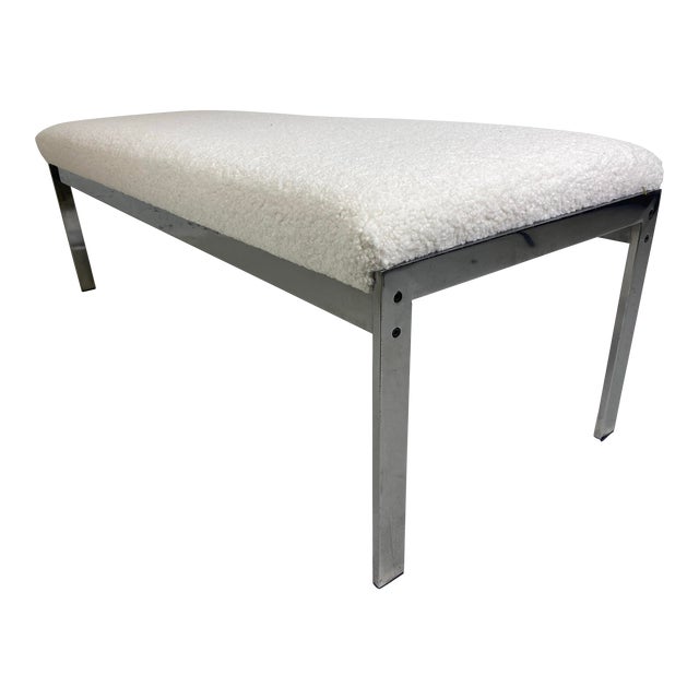 Mid Century Modern Newly Upholstered Chrome Bench After Milo Baughman For Sale