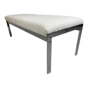 Mid Century Modern Newly Upholstered Chrome Bench After Milo Baughman
