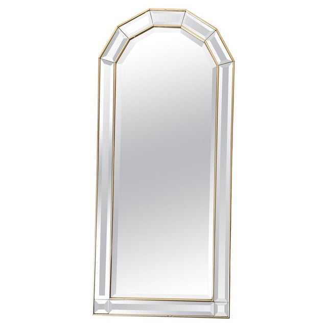 Italian Giltwood and Faceted Glass Wall Mirror, 1980s For Sale - Image 12 of 12