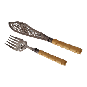 Art Nouveau 1910s Sheffield Fish Knife Serving Set With Original Leather Case