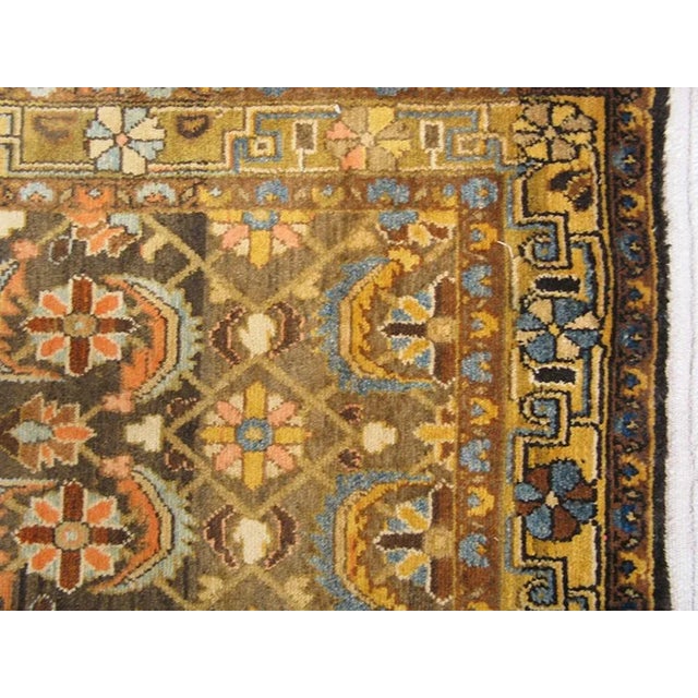 Persian Brown Tribal Herati Pattern Antique Malayer Rug For Sale - Image 3 of 5