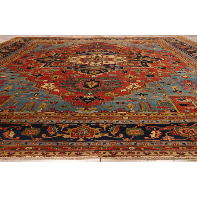 Vintage Persian Heriz Rug, 12'09 X 16'00 For Sale - Image 9 of 10