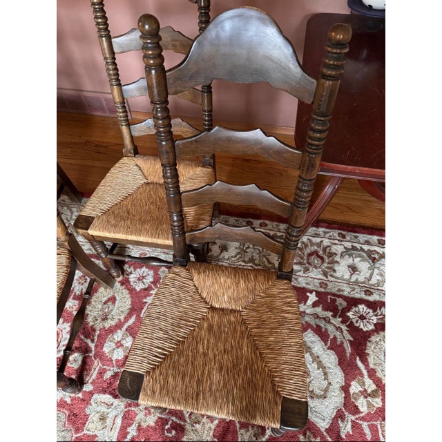 Late 20th Century High Back Vintage Dining Ladder Chairs (4) For Sale - Image 4 of 7