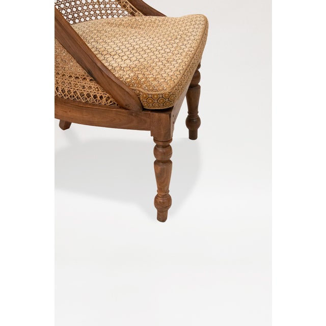 Pair of British Colonial Teak Caned Bergeres For Sale - Image 4 of 5