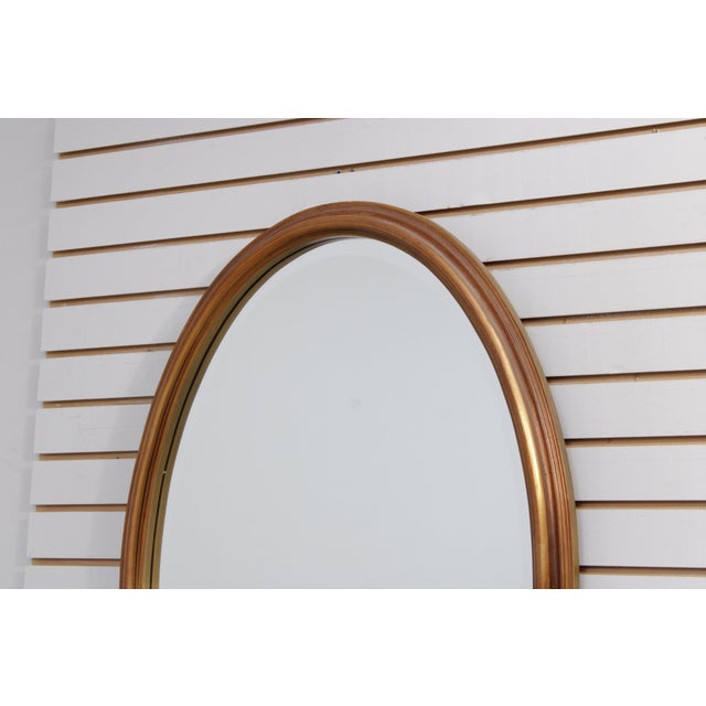 Traditional Oval Gold Framed Beveled Glass Wall Mirror For Sale - Image 3 of 11