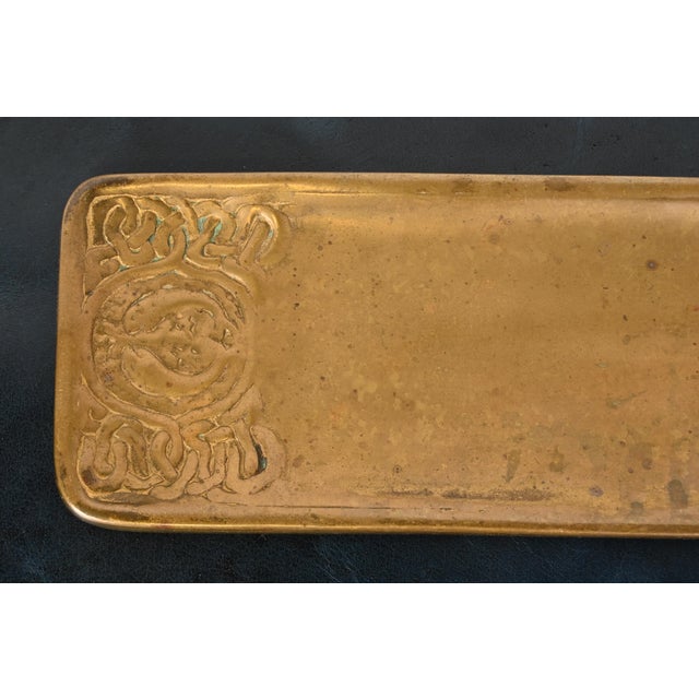 Metal Tiffany Studios New York Zodiac Bronze Doré Pen Tray For Sale - Image 7 of 12