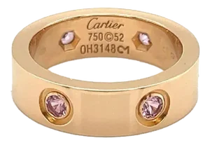 Cartier Love 18k Pink Gold 6 Pink Sapphire Band Ring W/Paper - Size 6