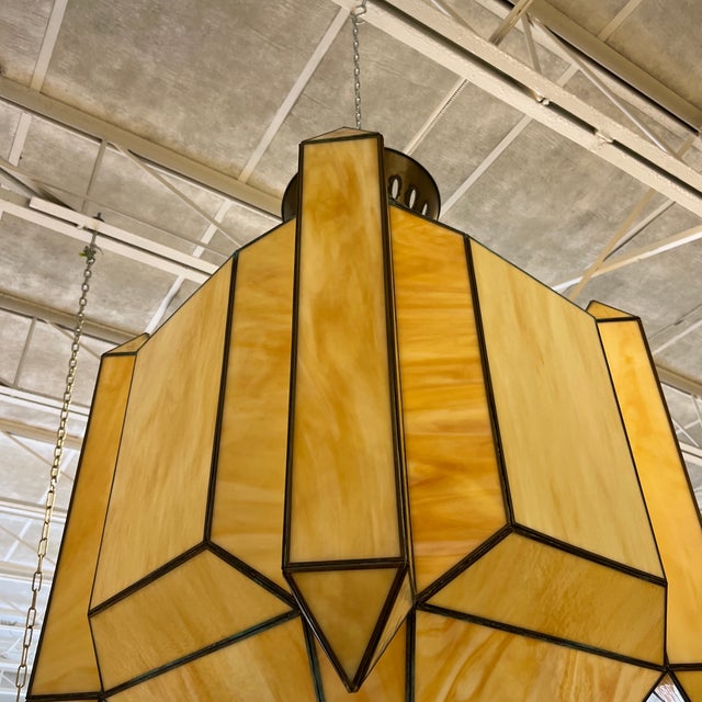 Antique Large Slag Glass Lantern Chandelier For Sale - Image 9 of 11