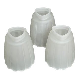 Vintage Ribbed Glass Lamp Shade Frosted Finish Globe Ceiling Fan Light For Sale