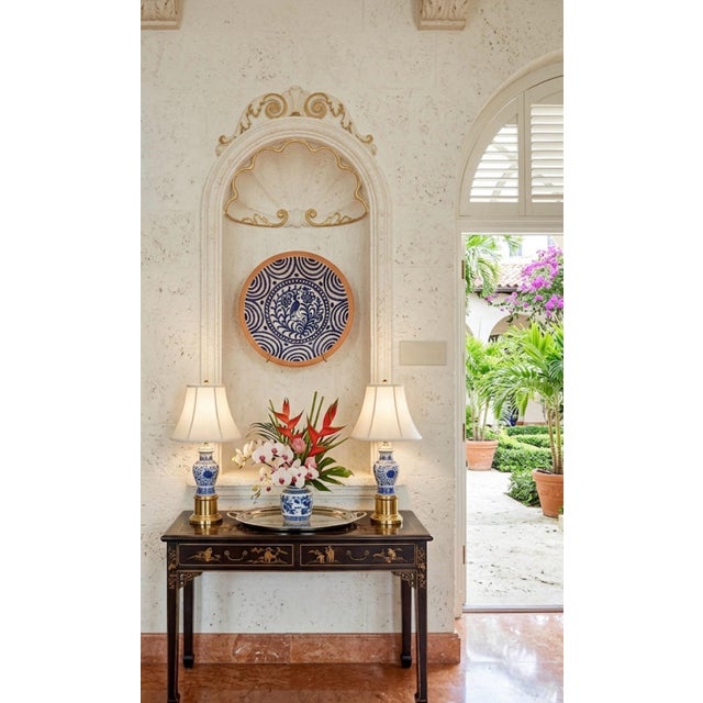 Blue Vintage Hand-Painted Spanish Terracotta Bowl – Cobalt Blue Bird & Floral Motif For Sale - Image 8 of 12