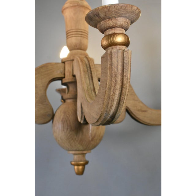 French Provincial 4-Arm Chandelier in Oak, 1890s For Sale - Image 12 of 16
