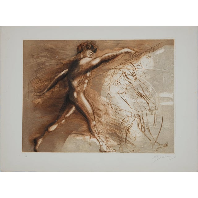 Jean-Marie Guiny, Lanceur de javelot, Etching For Sale