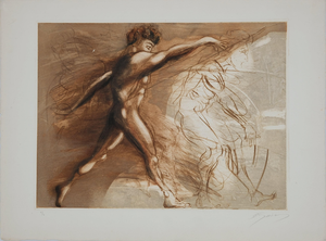 Jean-Marie Guiny, Lanceur de javelot, Etching