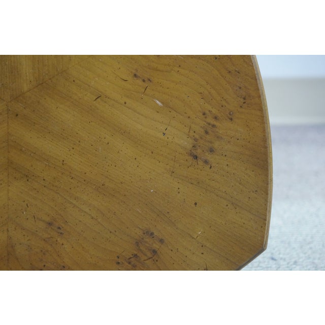 Mid 20th Century Wm a Berkey John Widdicomb Olive Wood Triangle Pedestal End Table 22" For Sale - Image 11 of 16