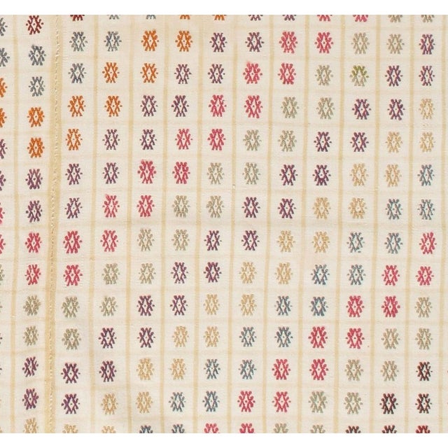 1950s Vintage Turkish Cream Jajim Kilim Area Rug 6'8 X 12'2 For Sale - Image 5 of 8