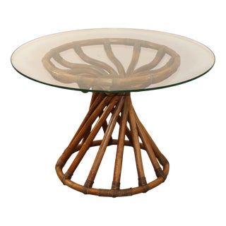 Bamboo and Glass Table by Bernard Govin for Eguizier, 1970s For Sale
